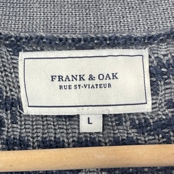 FRANK & OAK | Men's Gray & Blue Button Front Cardigan | Size L - Picture 8 of 11